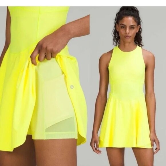Lululemon Dresses & Skirts - Lululemon Court Crush Dress Electric Lemon Yellow Tennis Pickleball Size 8